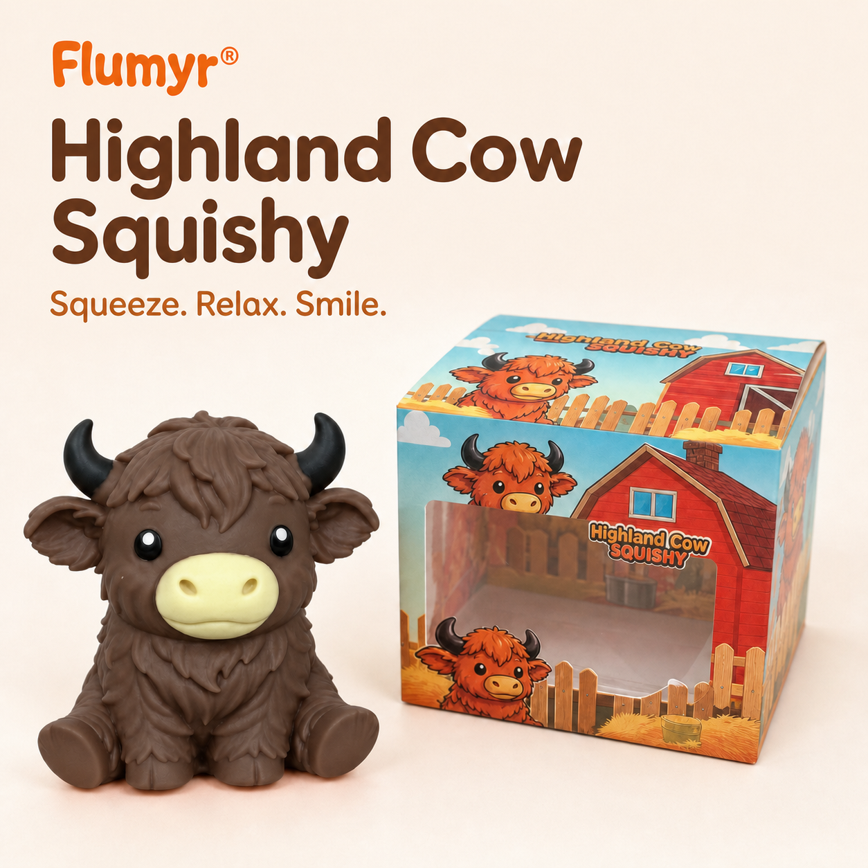 🔥Last Day 49% OFF - 🐮 Flumyr® Highland Cow Squishy – Squeeze, Relax & Smile! 🧡
