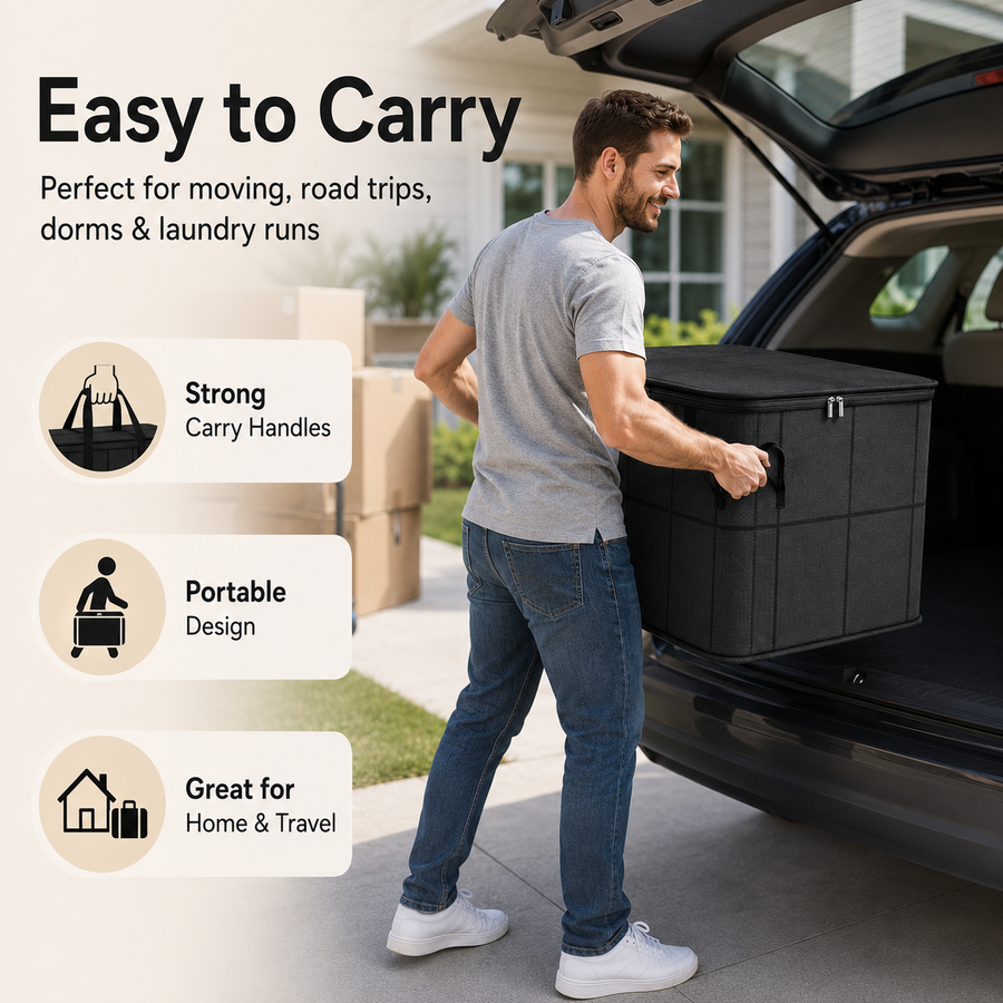 ๐ Spacious Moving Storage Bin | Large Zippered Fabric Organizer Bag for Quilts, Bedding, Sweaters & Closet Storage โจ