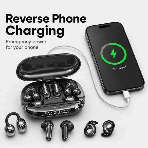 🔥 LAST DAY: 51% OFF 🎧 3-in-1 Wireless Earbuds with Power Bank Charging Case | 4 Clip-On & Sleep Earbuds, Noise Cancelling & IPX5 Water Resistant