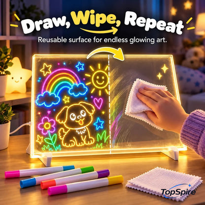 🔥 LAST DAY: 50% OFF —🌈 TopSpire®Magic LED Drawing Board for Kids – Reusable Glow Art & Tracing Kit 🎨