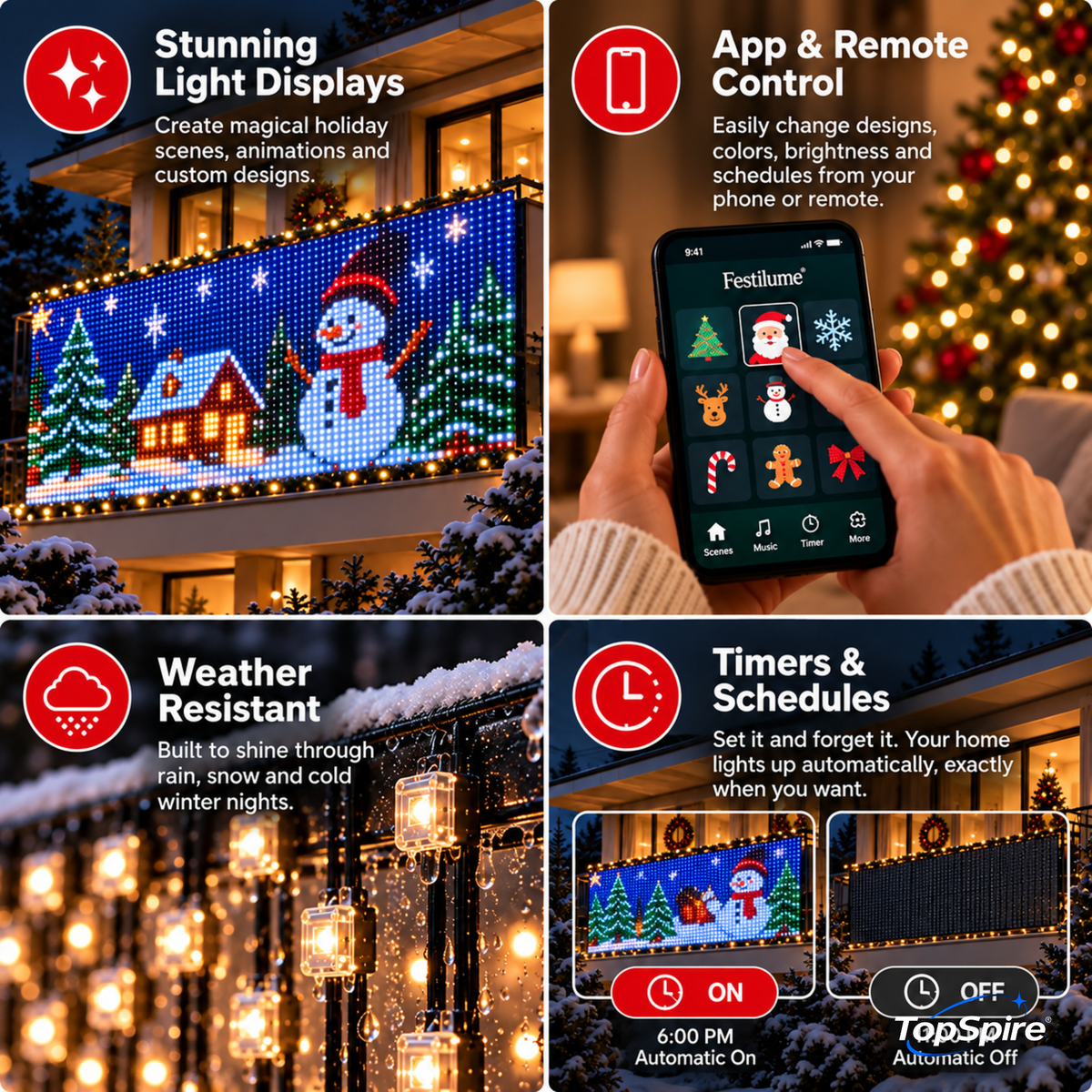 🔥 LAST DAY: 50% OFF —TopSpire®Smart Animated Christmas Lights
