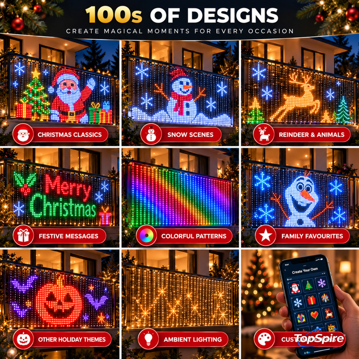 🔥 LAST DAY: 50% OFF —TopSpire®Smart Animated Christmas Lights