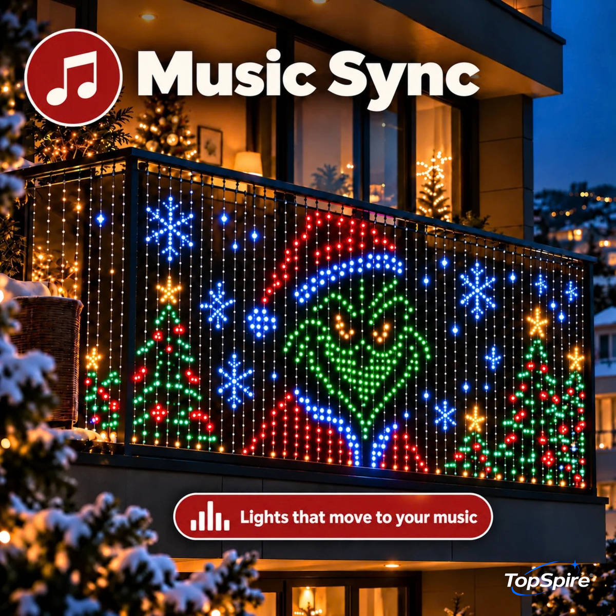🔥 LAST DAY: 50% OFF —TopSpire®Smart Animated Christmas Lights