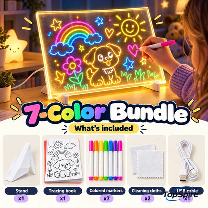 🔥 LAST DAY: 50% OFF —🌈 TopSpire®Magic LED Drawing Board for Kids – Reusable Glow Art & Tracing Kit 🎨