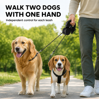Mskdyp™ — Double retractable leash for 2 dogs
