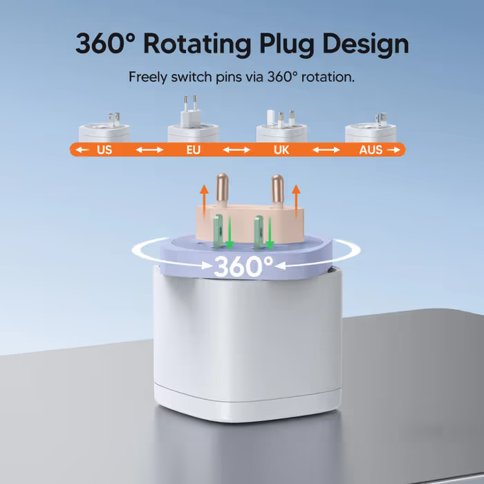 🔥 Last Day 50% OFF –360° Rotating 4-in-1 Universal Travel Charger | 70W GaN
