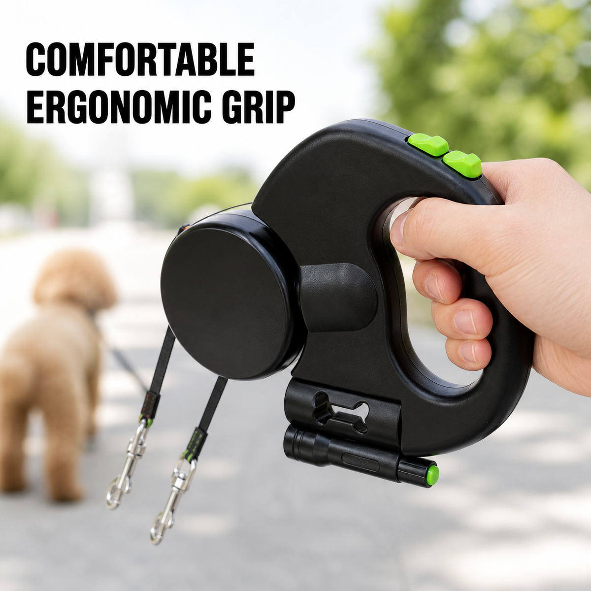 Mskdyp™ — Double retractable leash for 2 dogs
