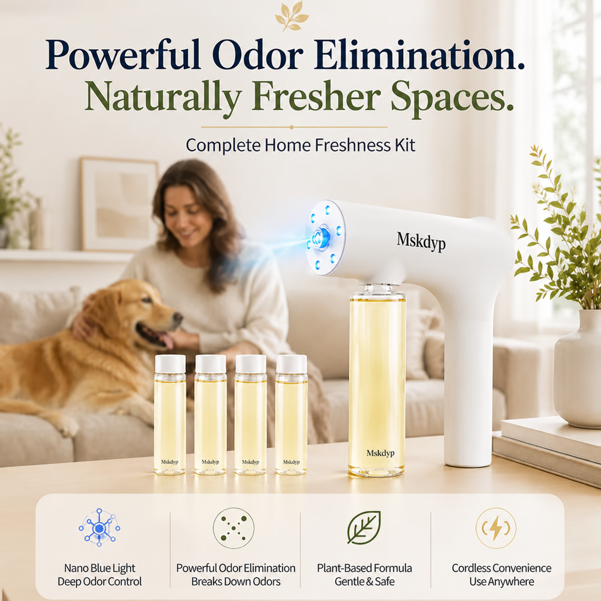 🌿Smart Blue Light Odor Eliminator – Bio-Enzyme Power for Pet Odors, Urine Stains & Fresh Indoor Air