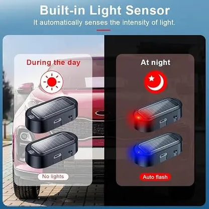 Solar Powered Fake Car Alarm Light, Auto Light Sensor LED Simulated Security Warning Flashing Light - image 2