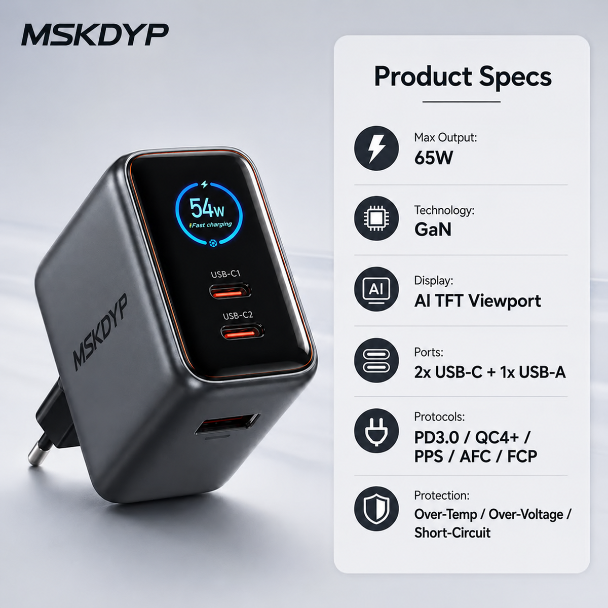 🔥Last Day 50% OFF -⚡ 65W GaN Fast Charger | Smart Animated AI Display 🖥️