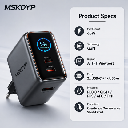 🔥Last Day 50% OFF -⚡ 65W GaN Fast Charger | Smart Animated AI Display 🖥️