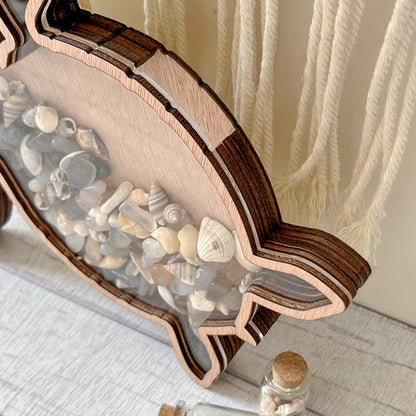 🌊 Ocean Memory Turtle Shadow Box – Coastal Seashell Display Keepsake for Beach Treasures &amp; Travel Memories