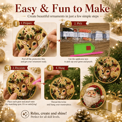 🔥Only $17.99 Last Day Promotion!🎄Christmas DIY Diamond Painting Ornaments Kit (6 PCS)🎅