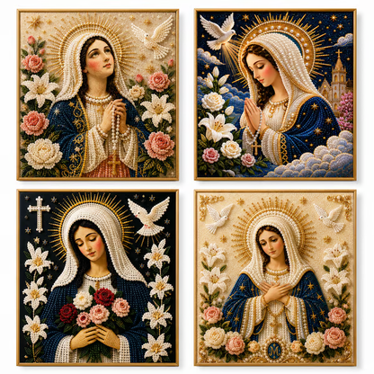 🎉🙏 Divine Pearl Bead Virgin Mary Icon – A Peaceful DIY Faith Art Gift ✨