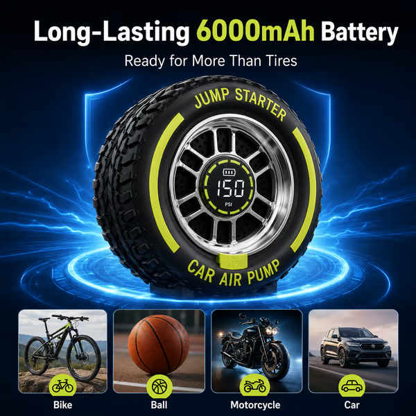 ⚡ 2-in-1 150 PSI Tire Inflator & 12V Jump Starter