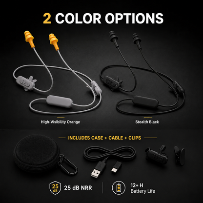🎧 25dB NRR Wireless Hearing Protection Earbuds – 12+H Battery, Bluetooth & IP65