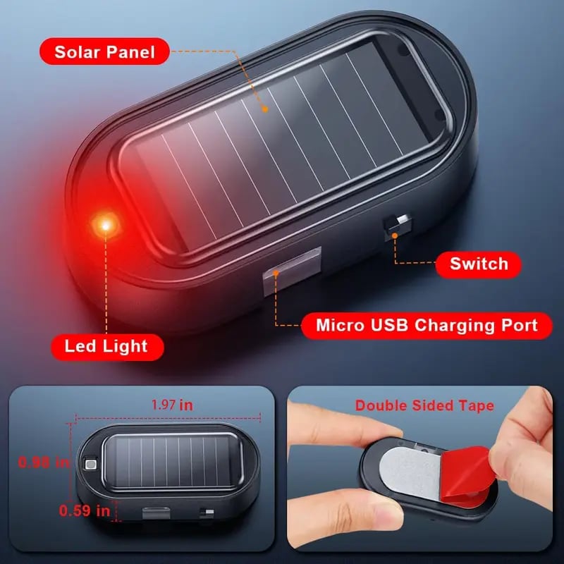 Solar Powered Fake Car Alarm Light, Auto Light Sensor LED Simulated Security Warning Flashing Light - image 5