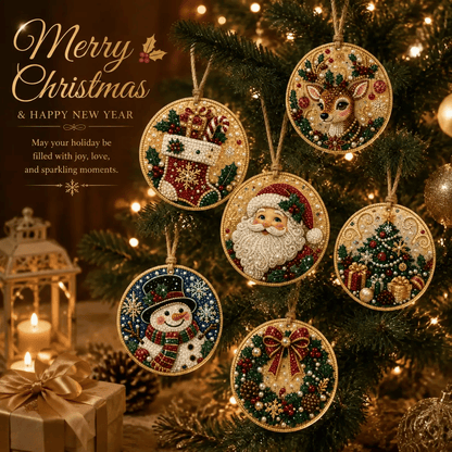 🔥Only $17.99 Last Day Promotion!🎄Christmas DIY Diamond Painting Ornaments Kit (6 PCS)🎅