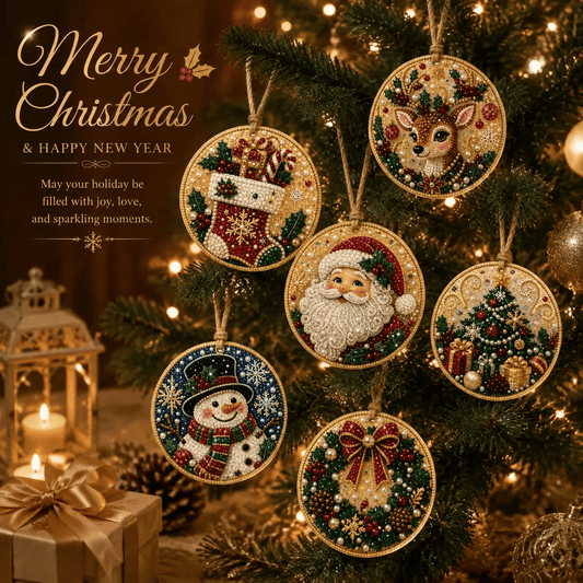🔥Only $17.99 Last Day Promotion!🎄Christmas DIY Diamond Painting Ornaments Kit (6 PCS)🎅