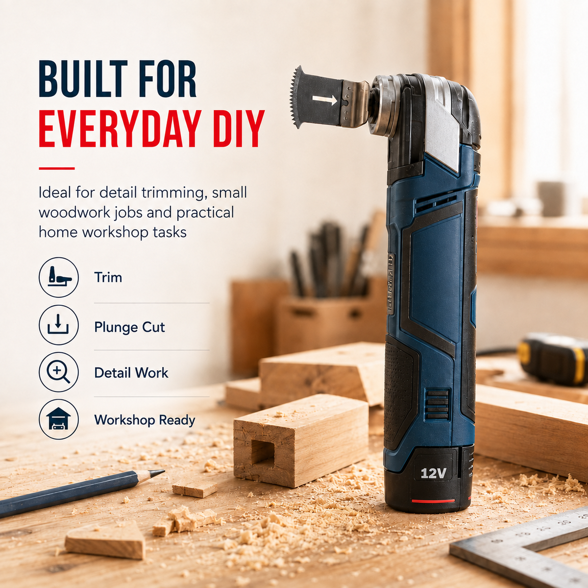 🔧12V Cordless Precision Cutter – Clean Detail, Plunge & Flush Cuts Made Easy