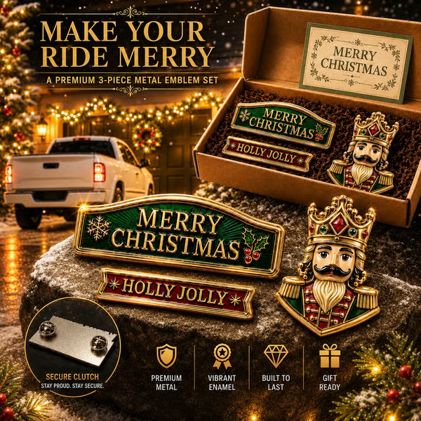 🔥 3-Piece Christmas Car Emblem Metal Badge Set – Multiple Festive Character Styles Available