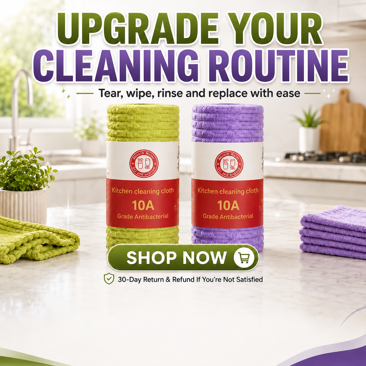 🔥 BUY 1 GET 1 FREE 🔥 – Reusable Tear-Away Cleaning Cloth Roll