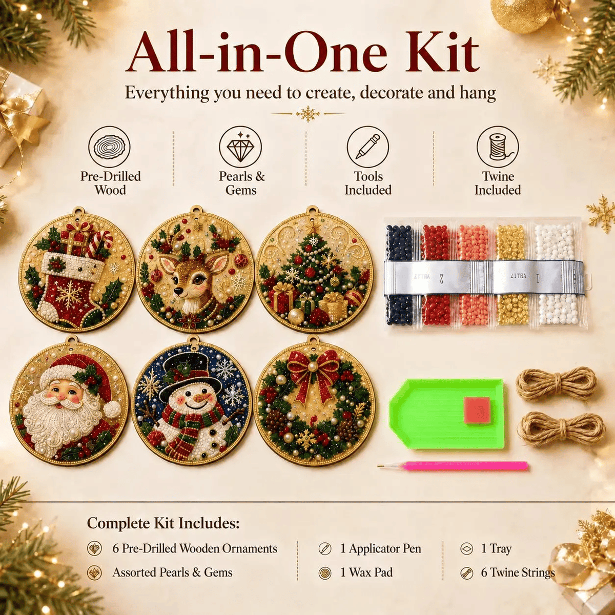🔥Only $17.99 Last Day Promotion!🎄Christmas DIY Diamond Painting Ornaments Kit (6 PCS)🎅
