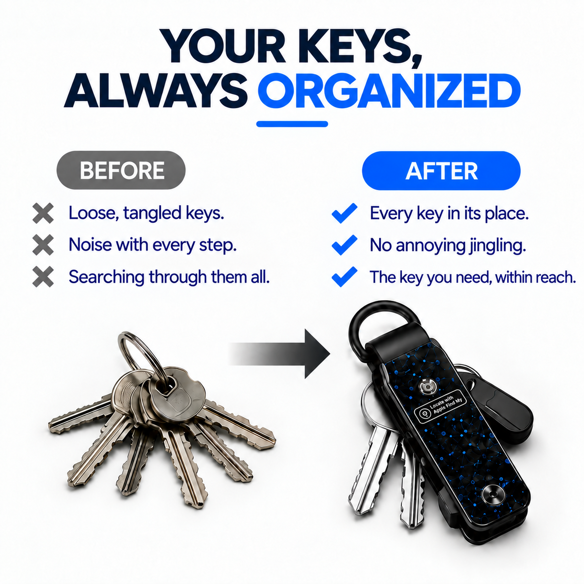 🔥 Last Day 50% OFF –🔑Apple Find My Smart Key Organizer – Compact Trackable Key Holder