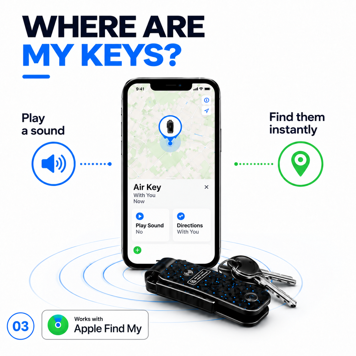 🔥 Last Day 50% OFF –🔑Apple Find My Smart Key Organizer – Compact Trackable Key Holder