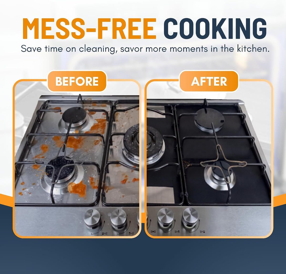 🔥 Last Day 50% OFF –🥘 Reusable Gas Stove Burner Liners♻️ (Set of 4)
