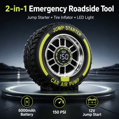 ⚡ 2-in-1 150 PSI Tire Inflator & 12V Jump Starter