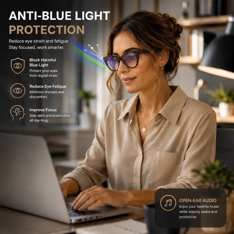 👓 VUB Smart Translation Glasses – Unisex Bluetooth Audio Eyewear with Real-Time AI Translation, Photochromic Transition Lenses, Blue Light Filtering & Tortoiseshell Frame