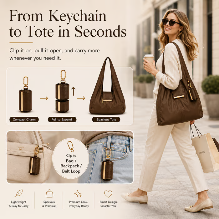 🔥 Last Day 50% OFF – 👜 2-in-1 Charm-to-Tote Transformable Bag