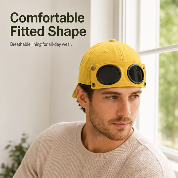 🧢 Detachable Goggle Pilot Cap — Vintage Washed Cotton Streetwear 😎