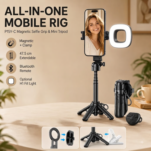 📸 WONEW Z3 Magnetic Selfie Stick Tripod — 🔍 Zoom & Focus Control · 🔄 360° Rotation ·  MagSafe Mount ·  Bluetooth Remote