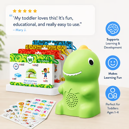 🦖 Dinosaur Talking Flash Cards – Montessori Phonics & Sight Words Educational Learning Set (148 Cards, 5 Categories)