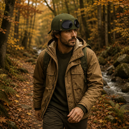 🧢 Detachable Goggle Pilot Cap — Vintage Washed Cotton Streetwear 😎