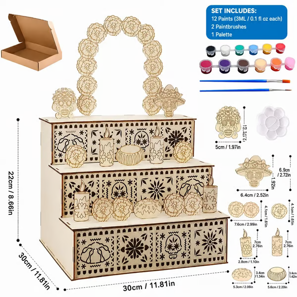 🔥Last Day 49% OFF -🎨Mexican Day of the Dead Wooden Altar Display