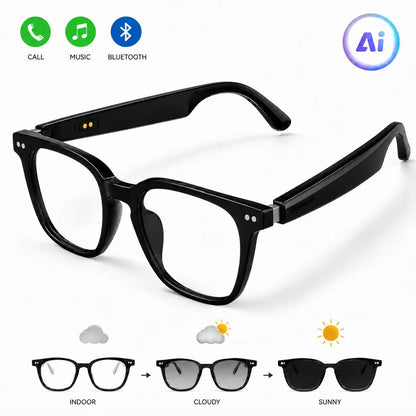 👓 VUB Smart Translation Glasses – Unisex Bluetooth Audio Eyewear with Real-Time AI Translation, Photochromic Transition Lenses, Blue Light Filtering & Tortoiseshell Frame