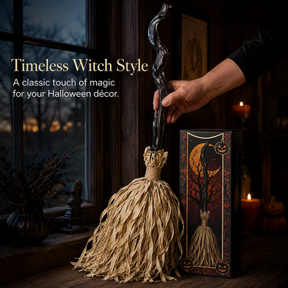 🧹 Animated Moving Witch Broom — 👻 Spooky Light, Sound & Motion Halloween Party Prop 🎃