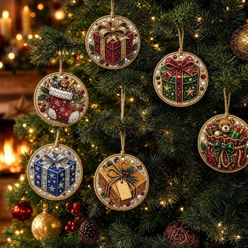 🔥Only $17.99 Last Day Promotion!🎄Christmas DIY Diamond Painting Ornaments Kit (6 PCS)🎅