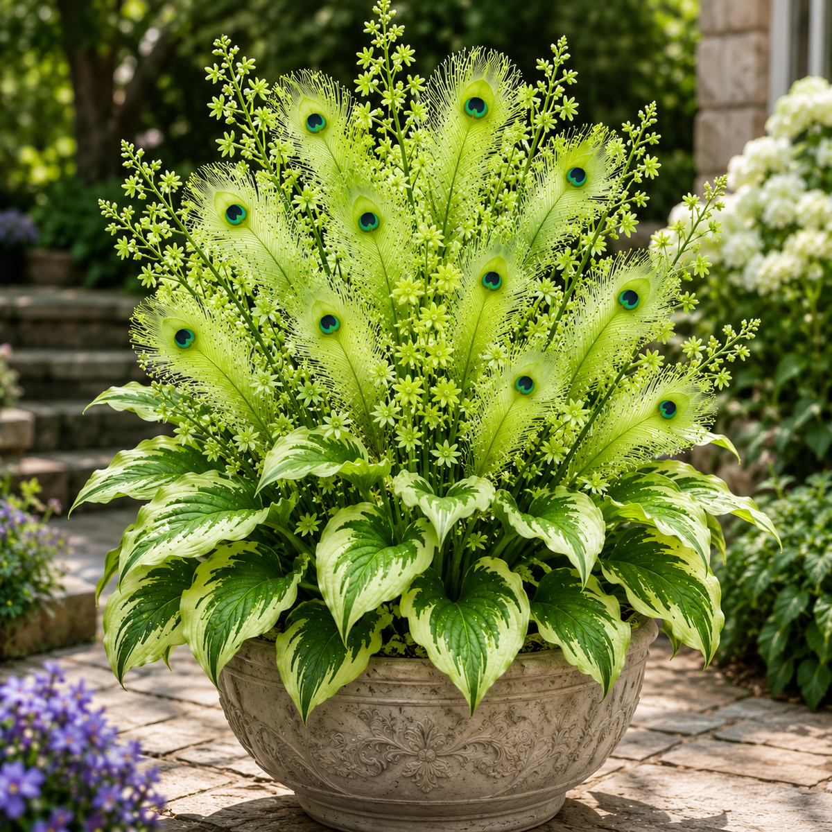 🌿🔥 Peacock Flame Hosta Corms – Stunning Colors That Brighten Any Space 🦚