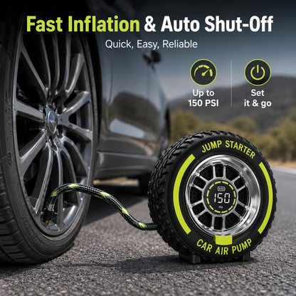 ⚡ 2-in-1 150 PSI Tire Inflator & 12V Jump Starter