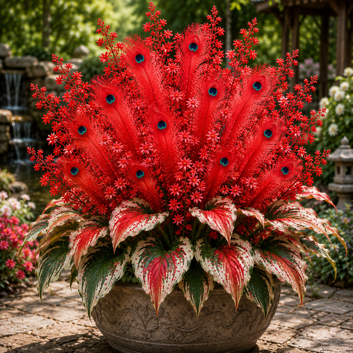 🌿🔥 Peacock Flame Hosta Corms – Stunning Colors That Brighten Any Space 🦚