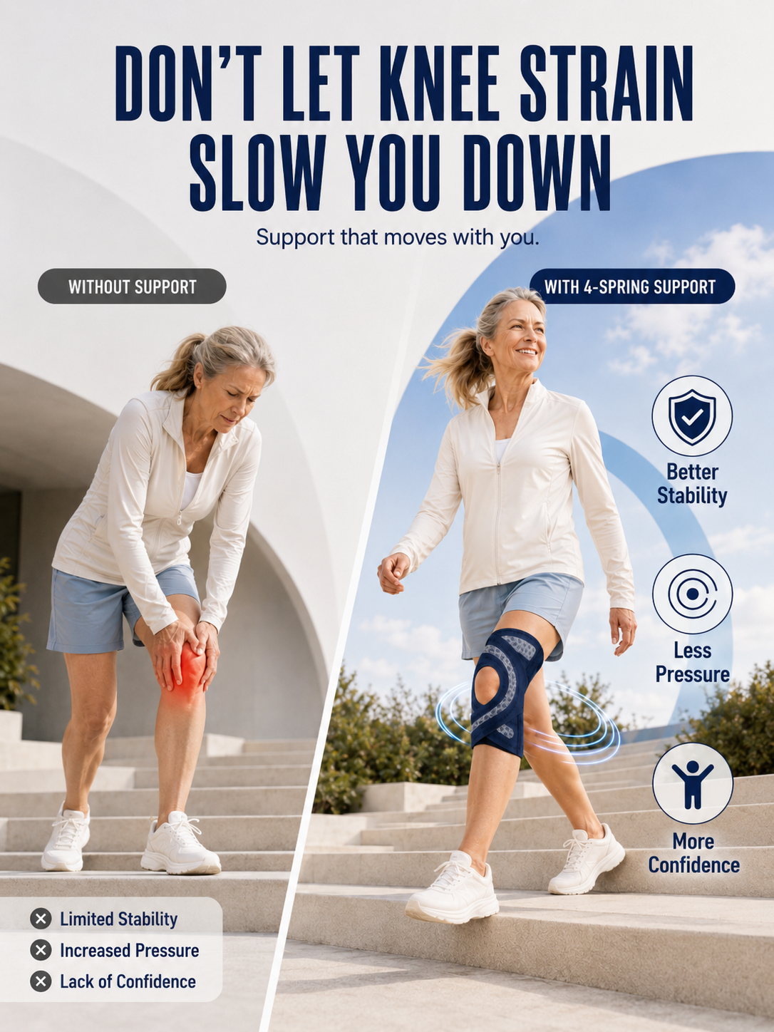 🔥Last Day 50% OFF - 🦵 4-Spring Open-Patella Knee Brace – Adjustable Compression & Side Support
