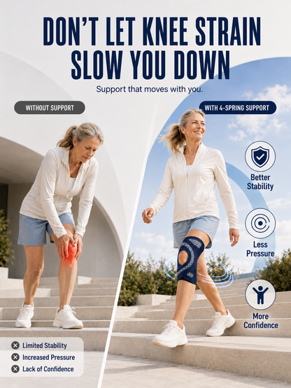 🔥Last Day 50% OFF - 🦵 4-Spring Open-Patella Knee Brace – Adjustable Compression & Side Support