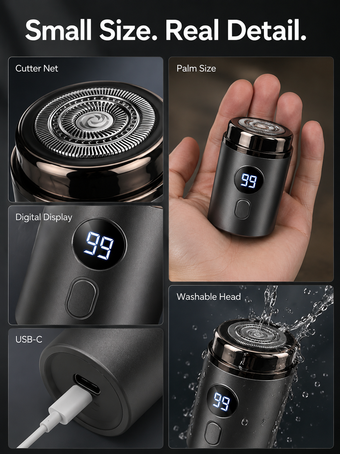 🔥 Last Day 50% OFF –Mini Electric Shaver with LED Display & USB-C Charging