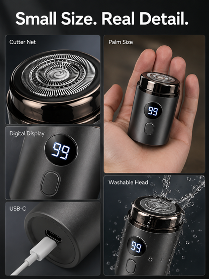 🔥 Last Day 50% OFF –Mini Electric Shaver with LED Display & USB-C Charging