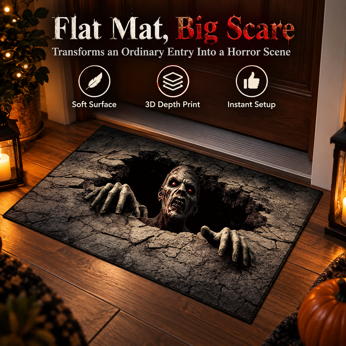 🔥 Last Day 50% OFF –❤️3D Halloween Optical Illusion Door Mat – Spooky Non-Slip Entryway Rug