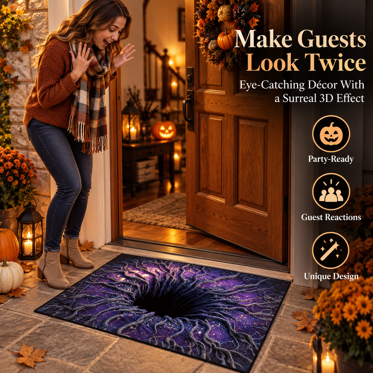 🔥 Last Day 50% OFF –❤️3D Halloween Optical Illusion Door Mat – Spooky Non-Slip Entryway Rug